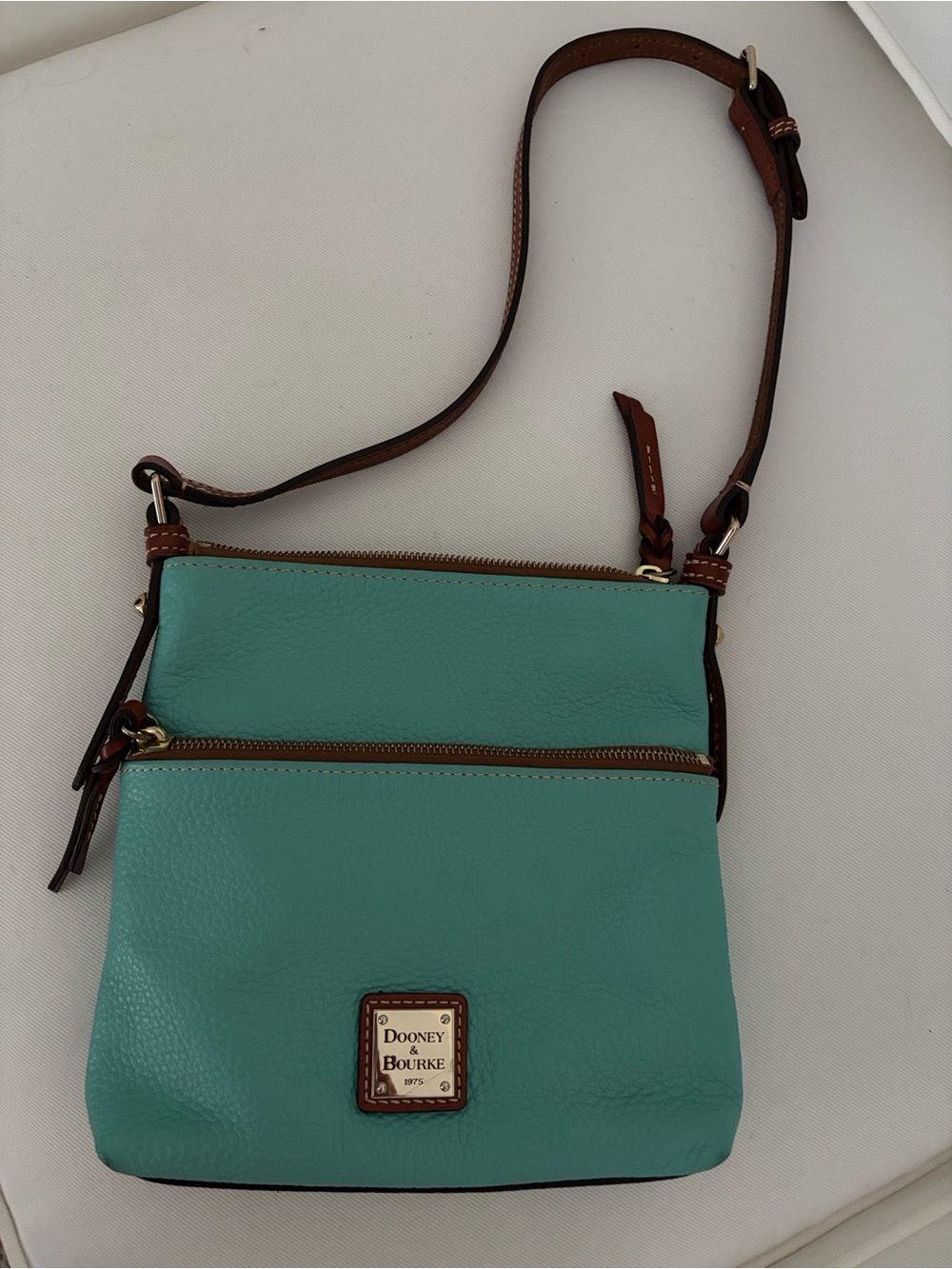 Dooney & Bourke Turquoise and Brown Leather Bag